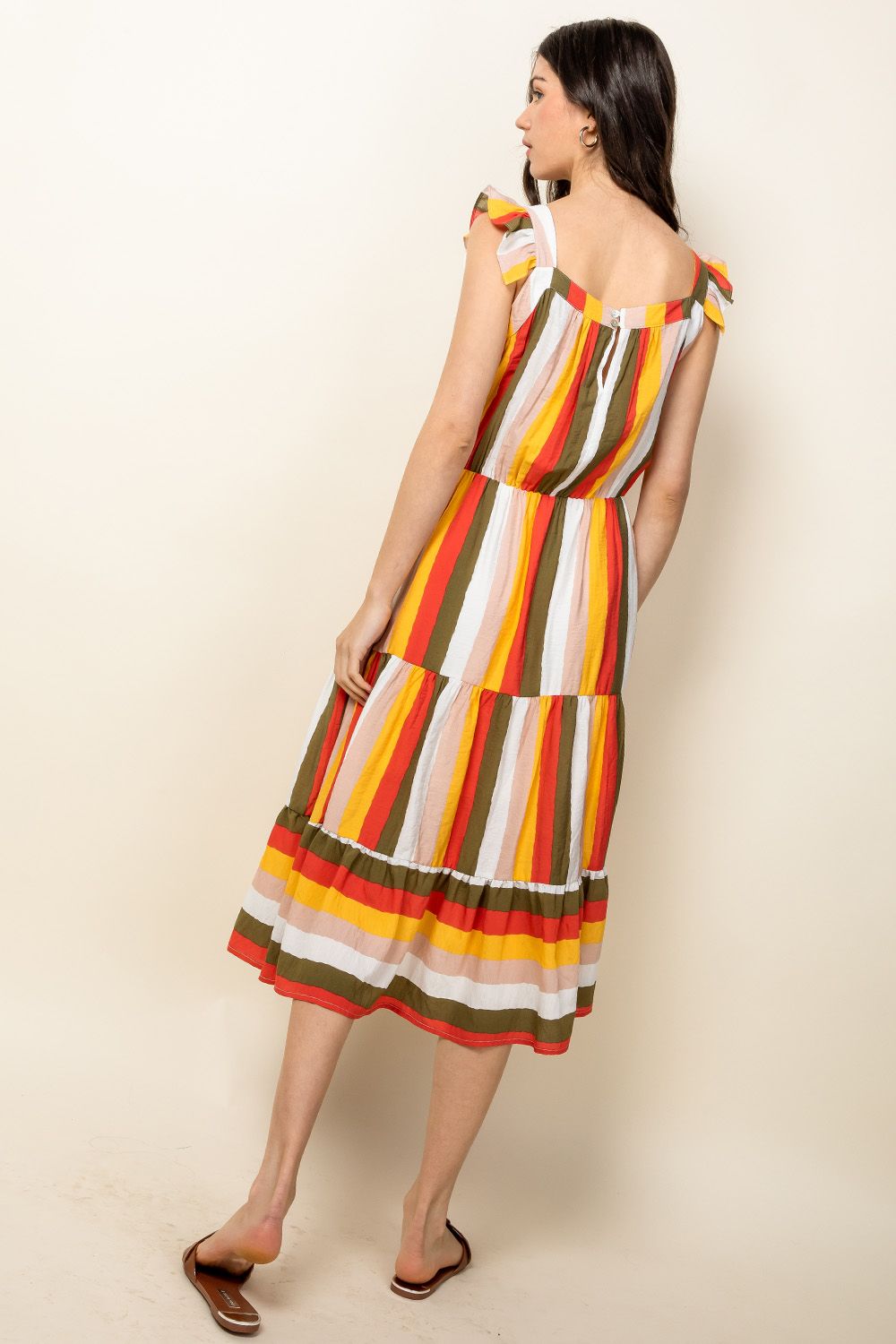 Flutter Mixed Print Midi Dress